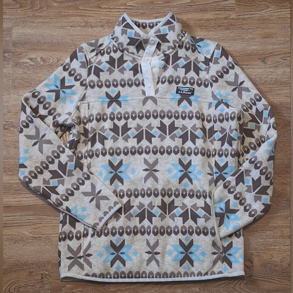 LL Bean's Sweater Fleece 1/4 Snap Pullover - S - Picture 2 of 9